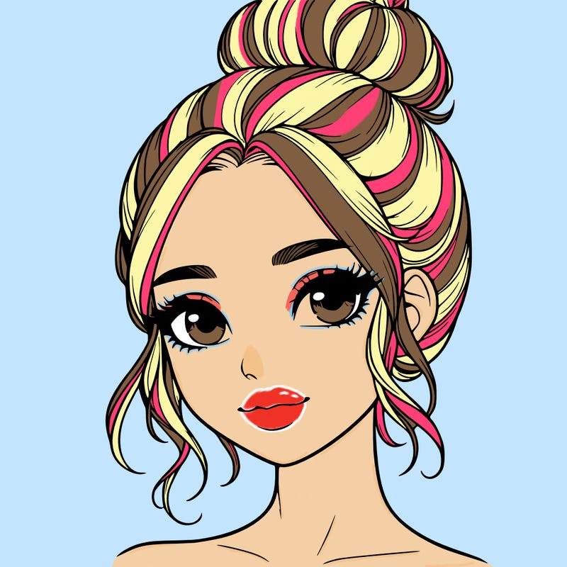 realistic pretty girl with hair in bun