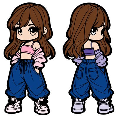 girl in crop top and baggy pants