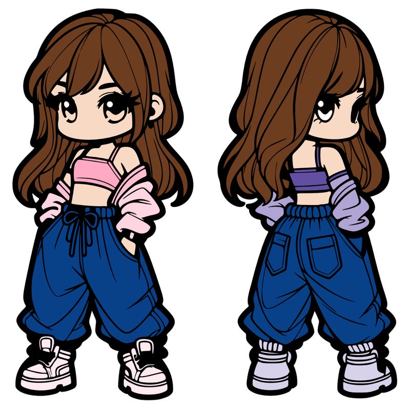 girl in crop top and baggy pants