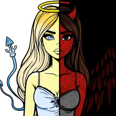 devil vs angel realistic girl