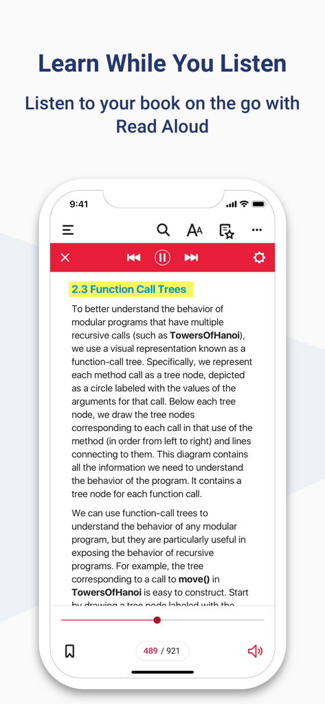 McGraw Hill Express Library - McGraw Hill Express Library app interface showing the Read Aloud text to speech feature on an iPhone.