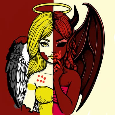 realistic angel half demon