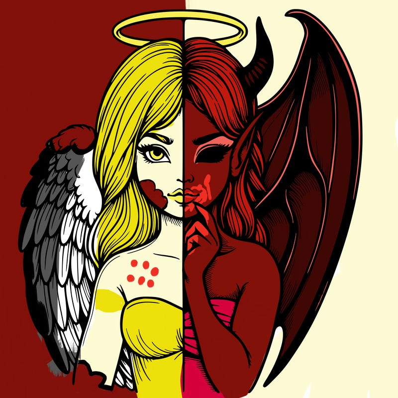 realistic angel half demon