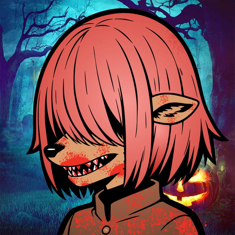 sharp teeth deer man with bob haircut