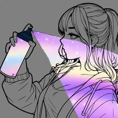 a realistic girl spray, painting