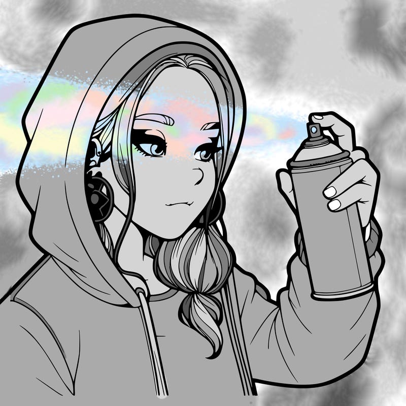 a realistic girl, spray painting