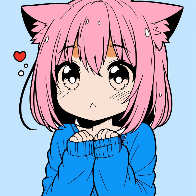 shy anime catgirl