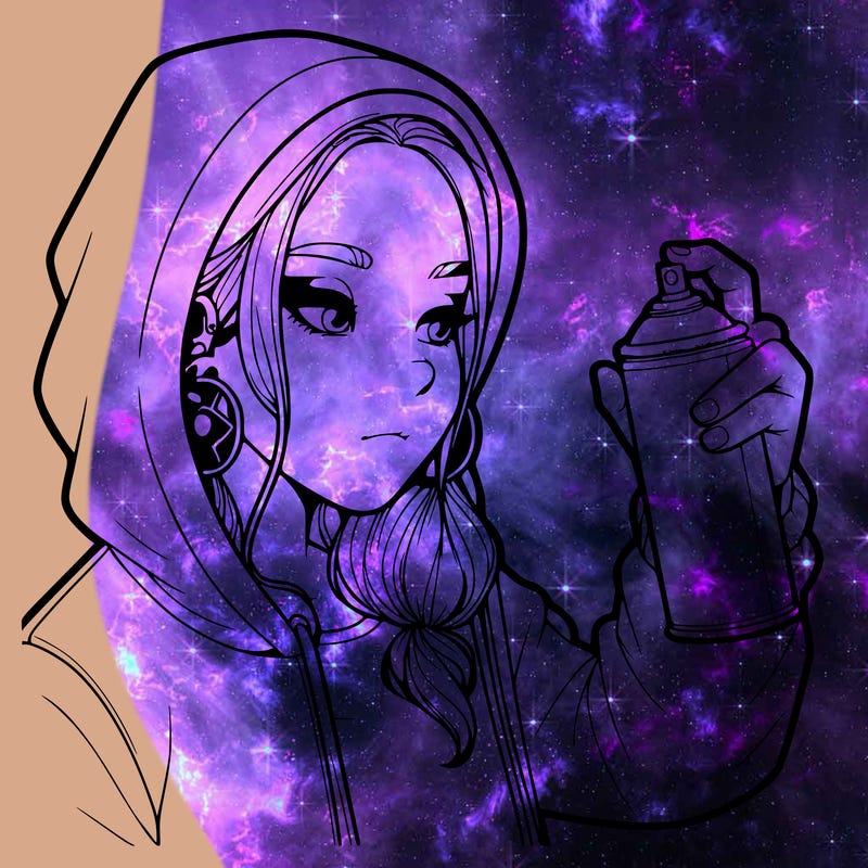 a realistic girl, spray painting