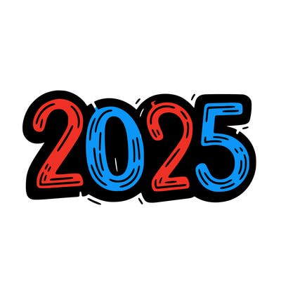 one line scrawled numbers sketch design “2025”