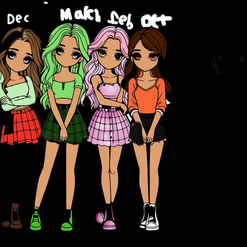 a group of girls realistic