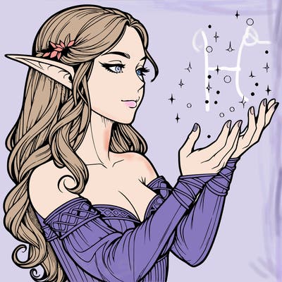 realistic elf girl doing magic