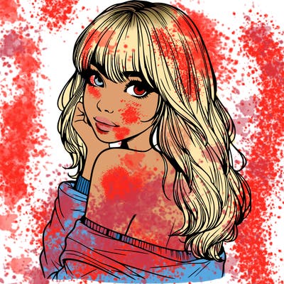 realistic girl with bangs looking over her shoulder