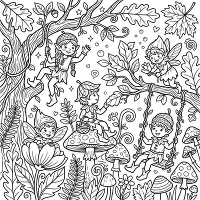 Dive into a magical forest with this charming Wood Elves coloring page, specially designed for toddlers. Featuring thick lines and engaging scenes, it's perfect for little hands to explore creativity and develop fine motor skills.