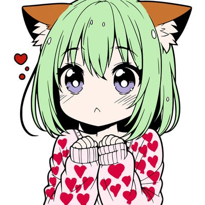 shy anime catgirl