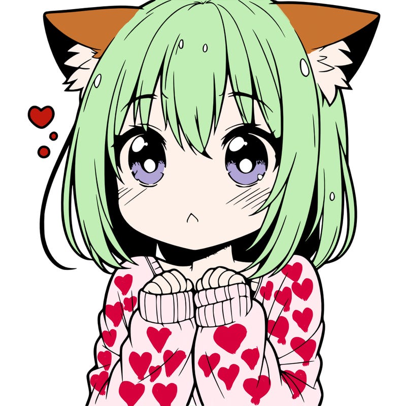 shy anime catgirl
