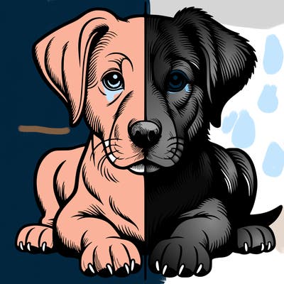 realistic dog split picture