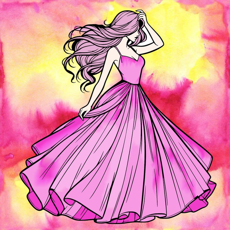 realistic woman with dress flowing in the wind