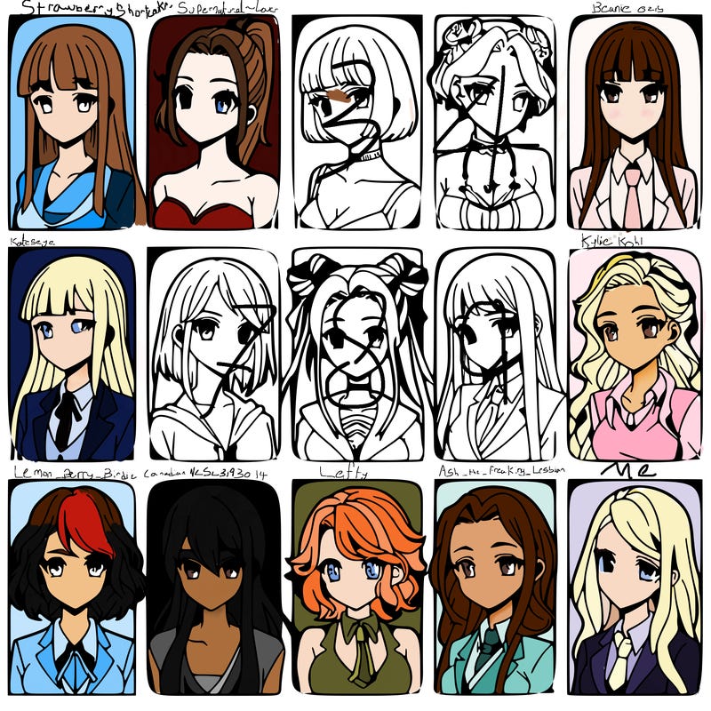 girls that look diffrent anime