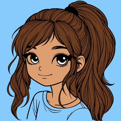 realistic girl with ponytail