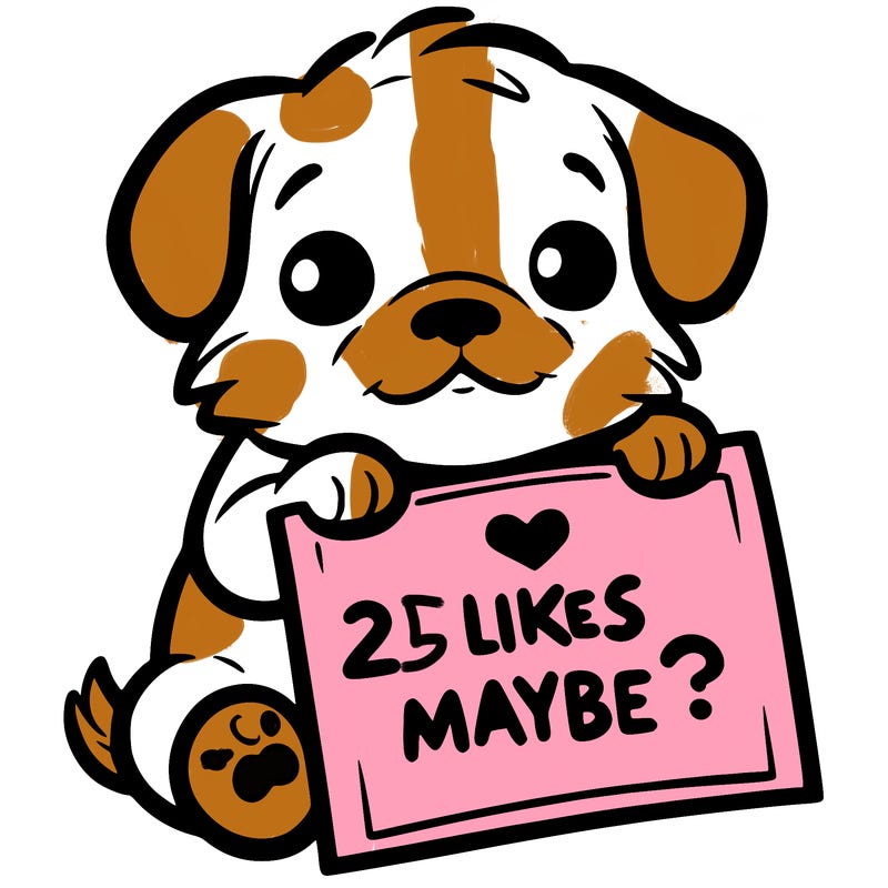 a puppy holding a sign that says 2 likes maybe?