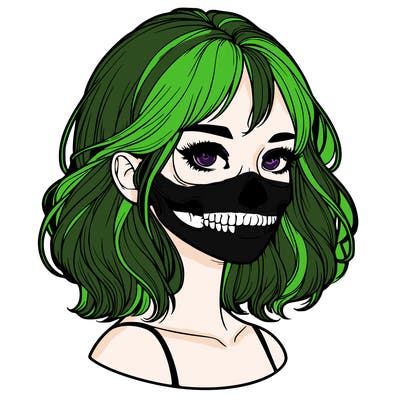 realistic girl with skull