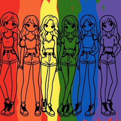 a group of girls wearing crop tops and shorts