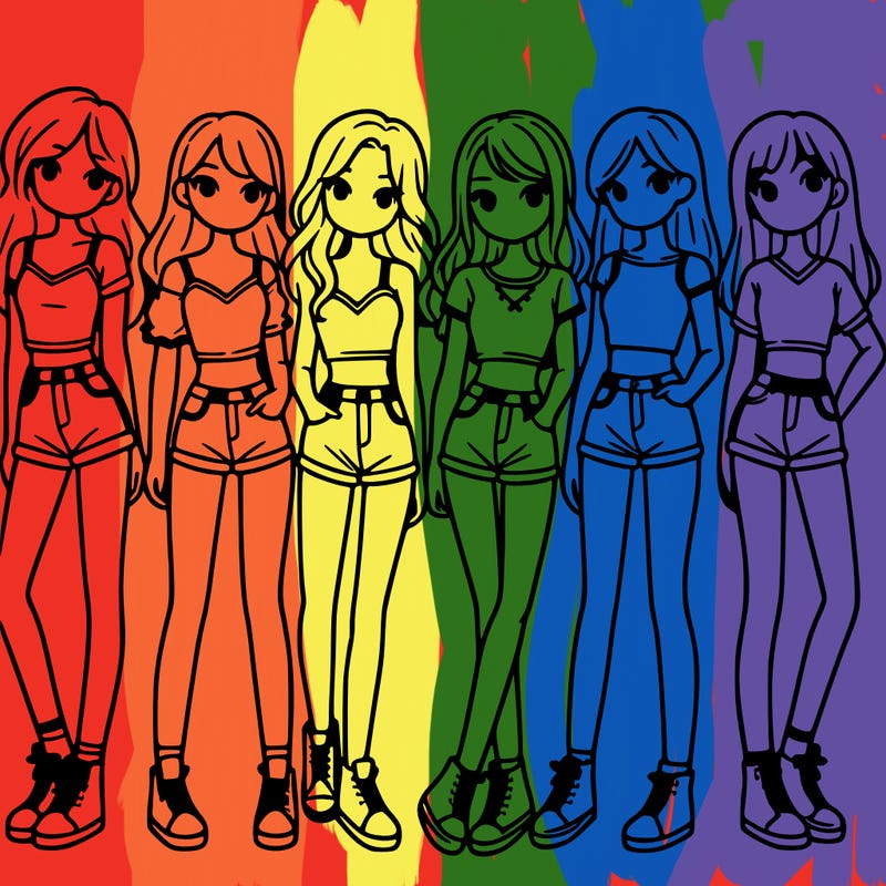 a group of girls wearing crop tops and shorts