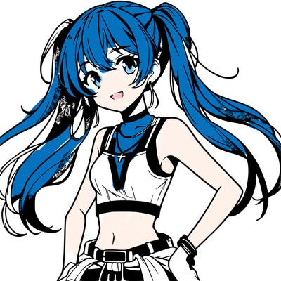 anime girl wearing crop top