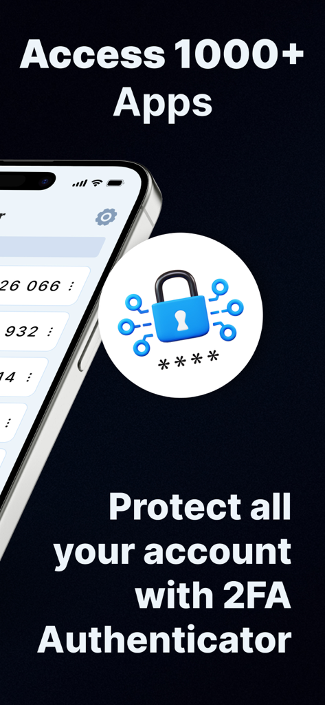 Authenticator App : 2FA Secure - Eine Grafik, die den 2FA-Authentifizierungsschutz für mobile Konten zeigt.