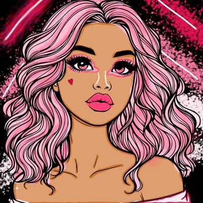 realistic girl with wavy hair and lips