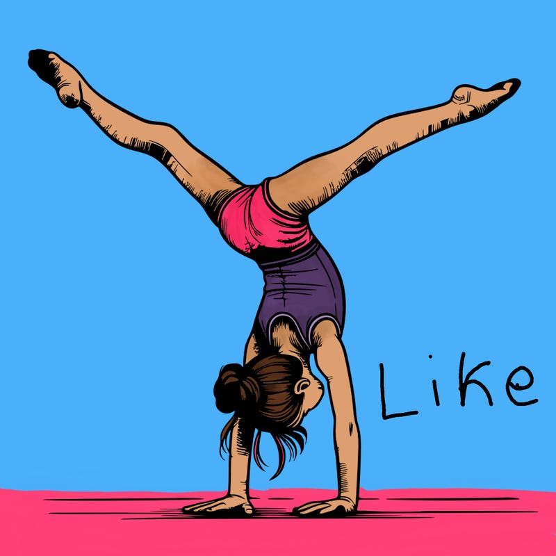 realistic gymnastic hand stand girl in four splits