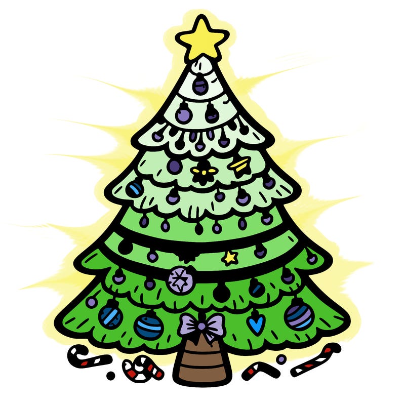 christmas tree with lots of details