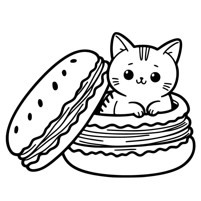cat in a macaron