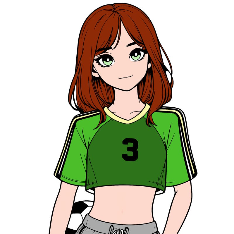 realistic girl wearing soccer jersey
