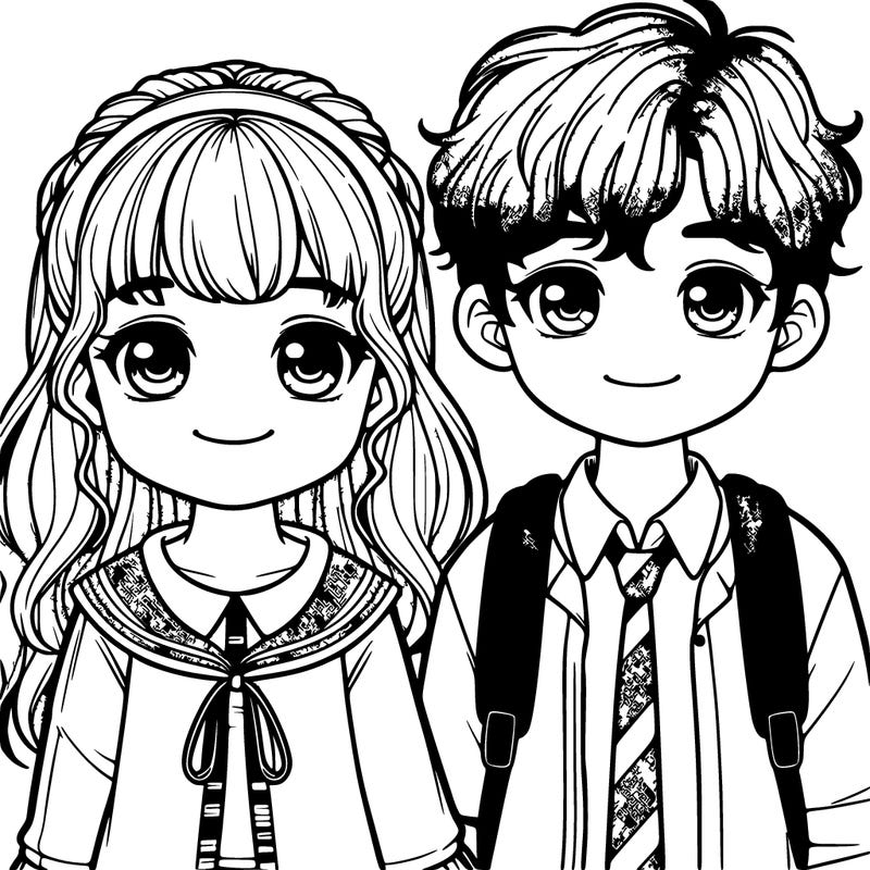 realistic boy and girl