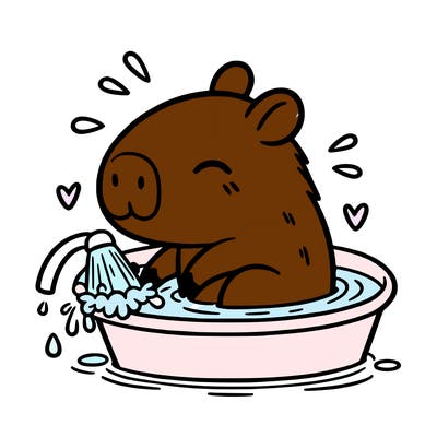 capybara taking a bath