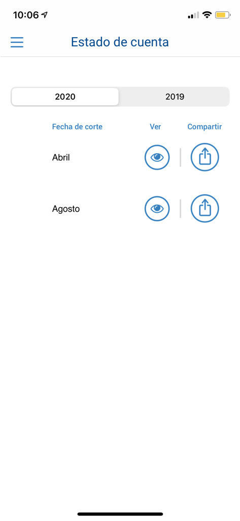 Profuturo Móvil - Profuturo Movil account statement screen with options to view and share monthly reports