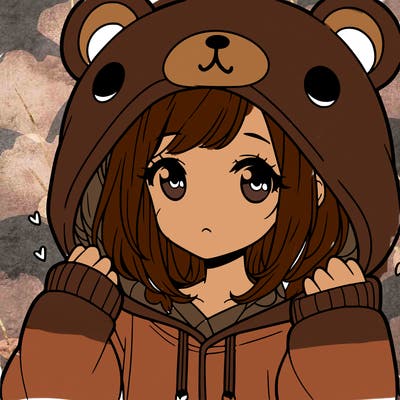 girl with bear hooddie