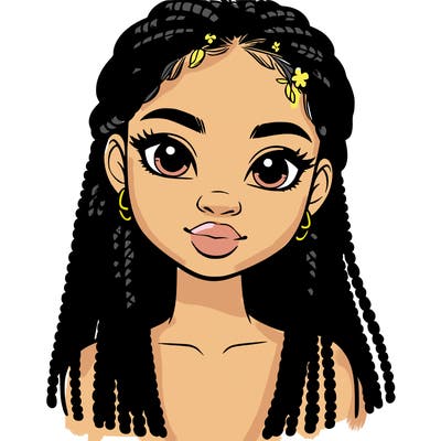 a realistic black girl with braids