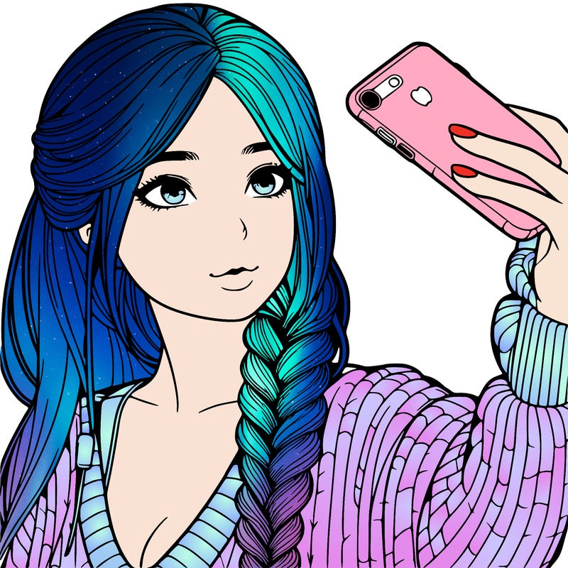 realistic girl, taking a selfie