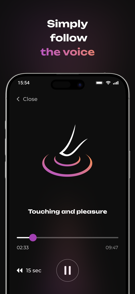 Guided sexual meditation audio player from the Rino app for mens health