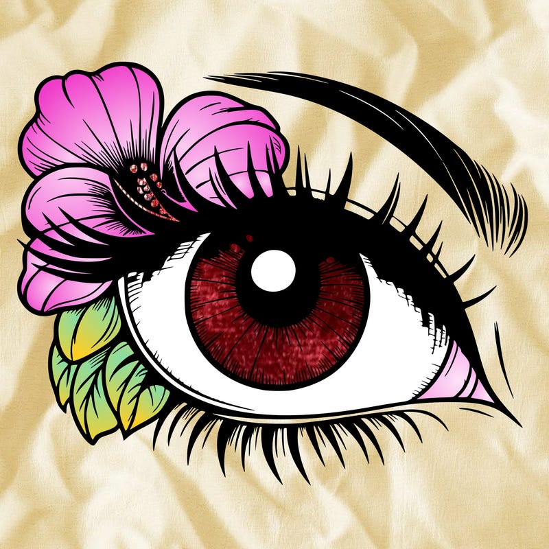 realistic eye with flower