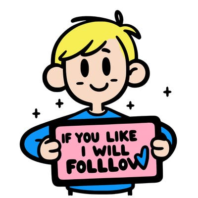 a person holding a sign that says if you like i will follow