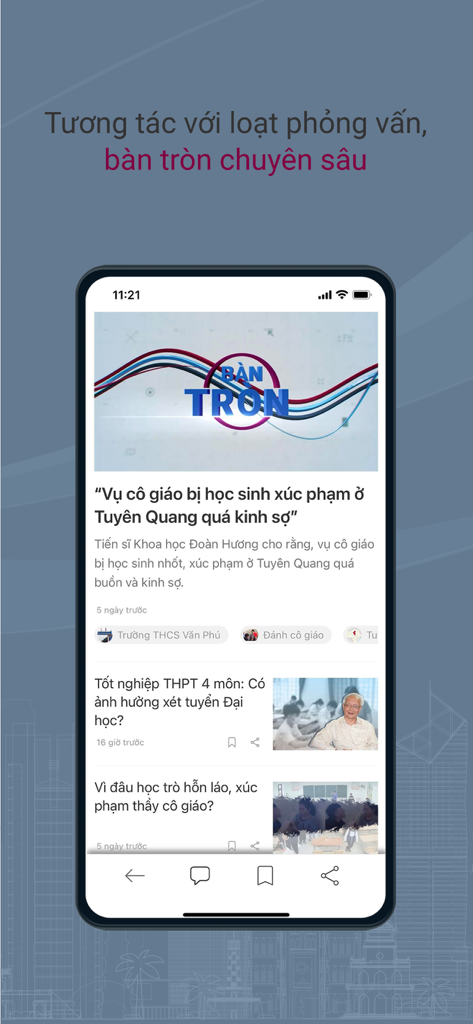 VTC NOW - VTC NOW 앱 화면은 베트남 뉴스 기사와 토론회를 특징으로 합니다.