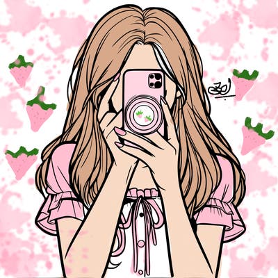 a realistic girl holding her phone taking pictures