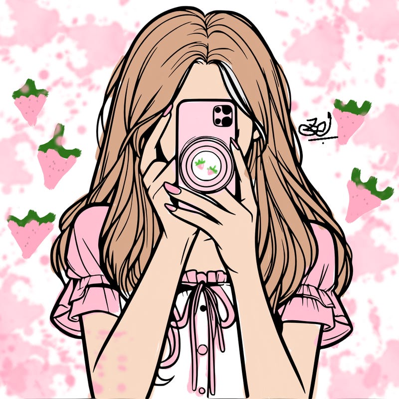 a realistic girl holding her phone taking pictures