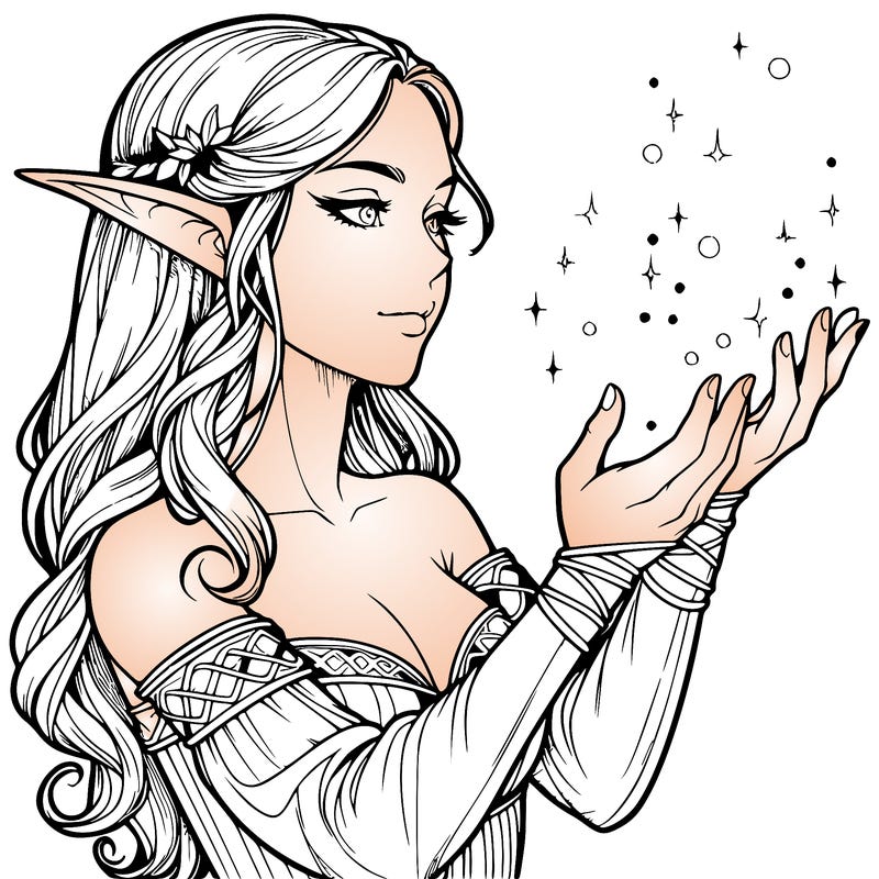 realistic elf girl doing magic