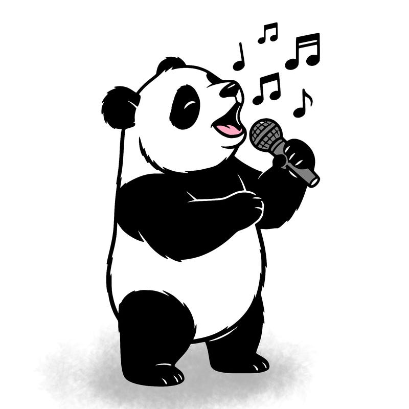 a panda bear singing