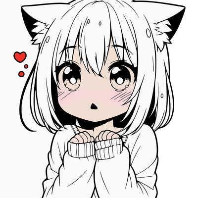 shy anime catgirl