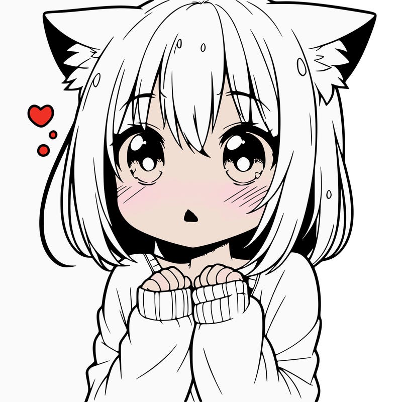 shy anime catgirl